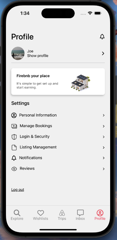Firebnb Profile Page