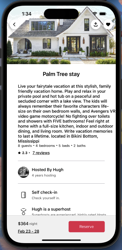 Firebnb Mobile Spot Detail Page